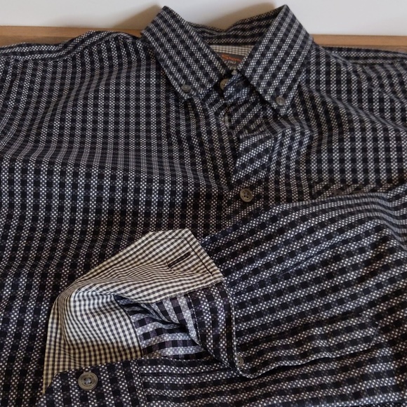 Ben Sherman Black and White Long Sleeve Button Down Shirt SZ M - Picture 5 of 14